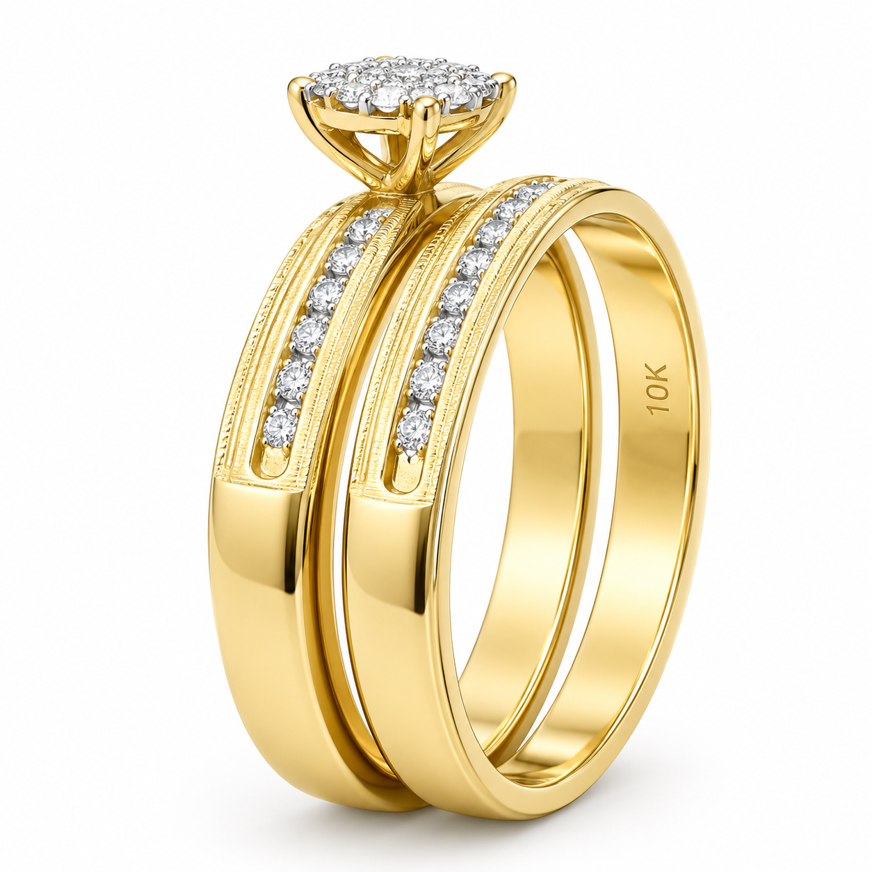 10K Yellow Gold Wedding Set 0.33 ct Natural Diamond