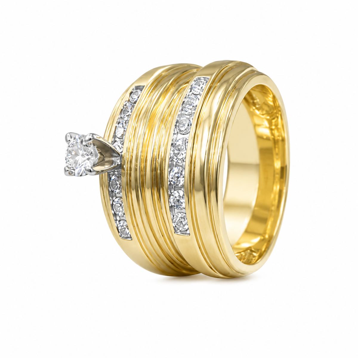 14K Yellow Gold Wedding Set 0.75 ct Natural Diamond