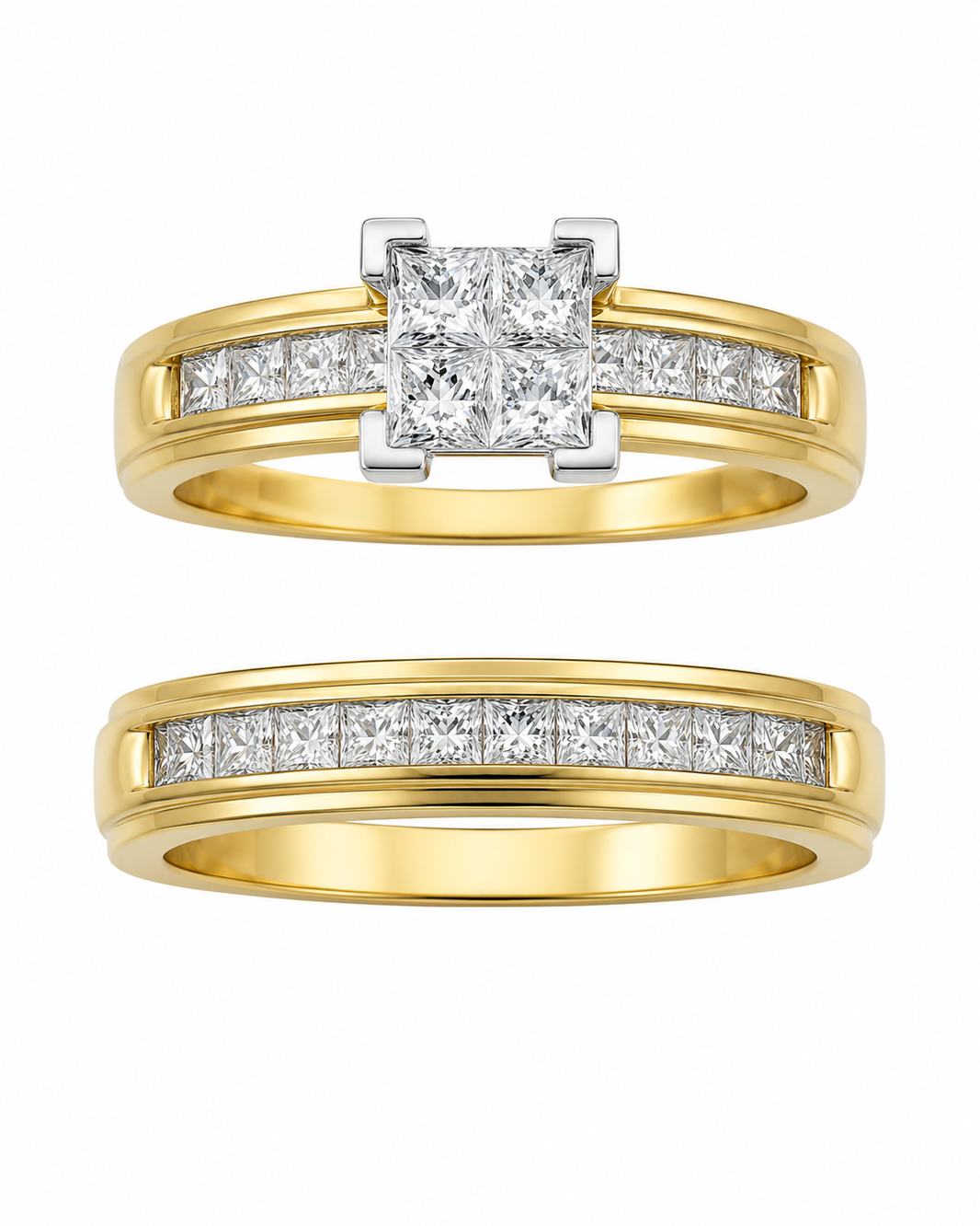 14K Yellow Gold Wedding Set 0.75 ct Natural Diamond