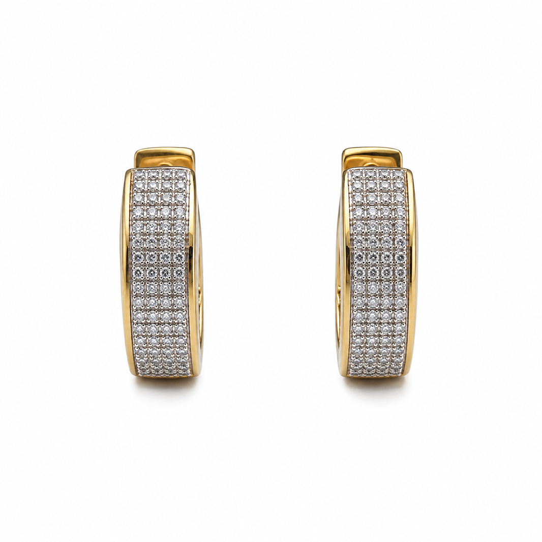 10K Yellow Gold Hoop Earrings 0.35 ct Natural Diamond
