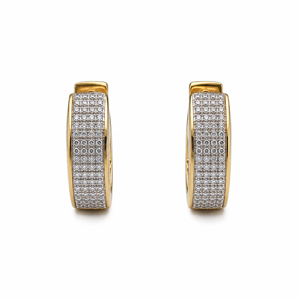 10K Yellow Gold Hoop Earrings 0.35 ct Natural Diamond