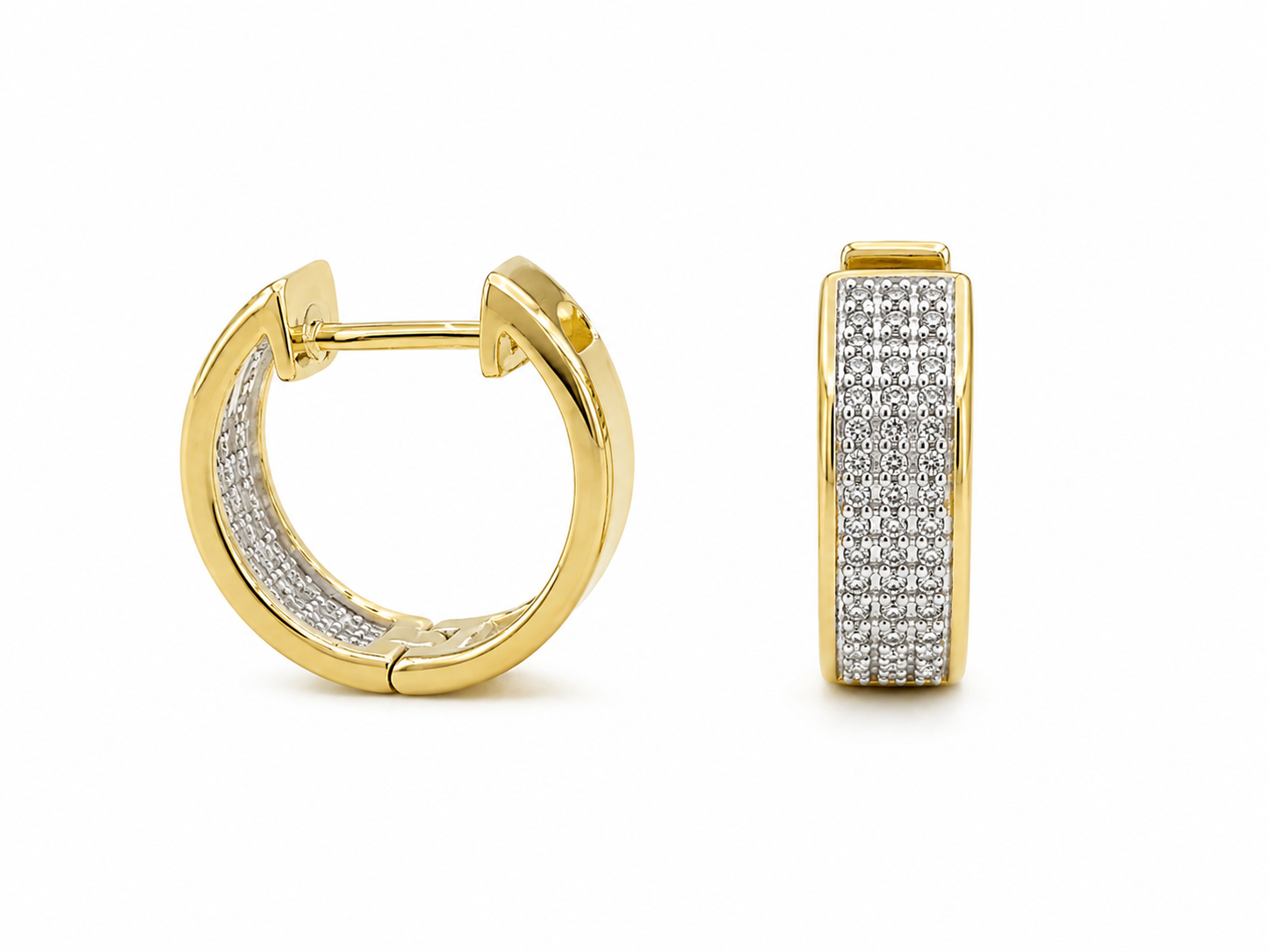 10K Yellow Gold Hoop Earrings 0.35 ct Natural Diamond