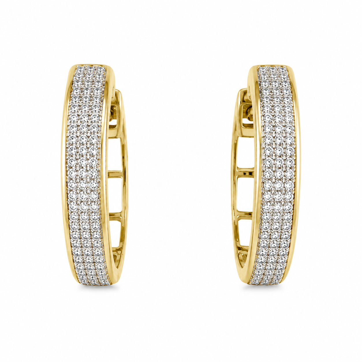 10K Yellow Gold Hoop Earrings 0.43 ct Natural Diamond