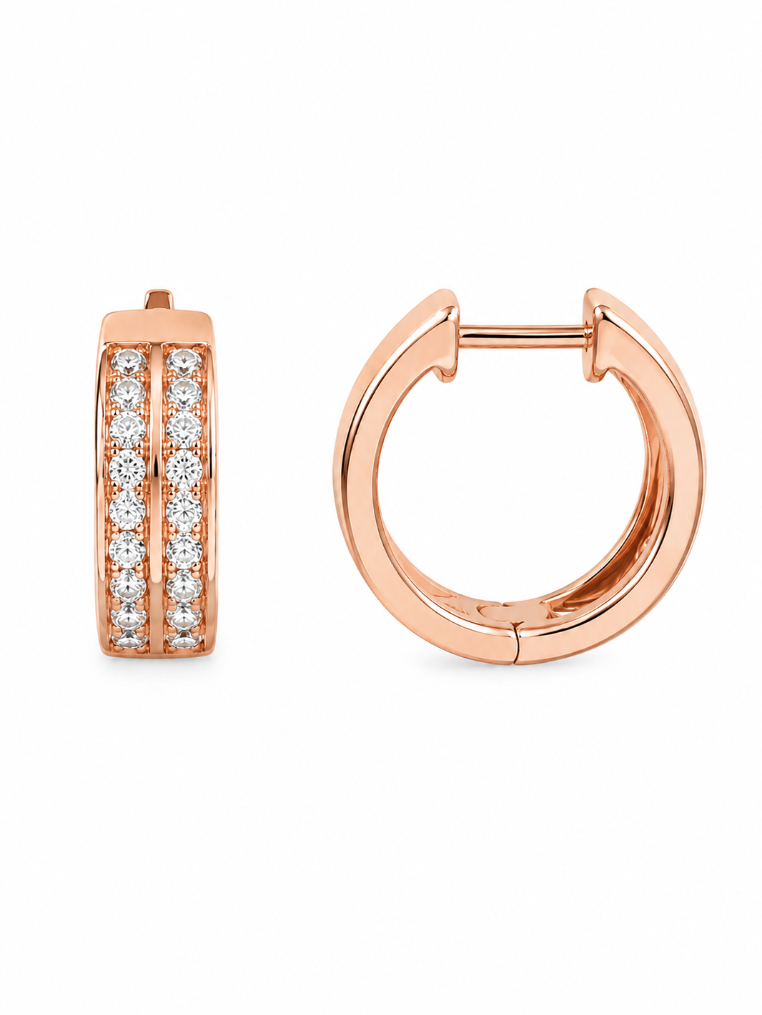 14K Rose Gold Hoop Earrings 0.40 ct Natural Diamond