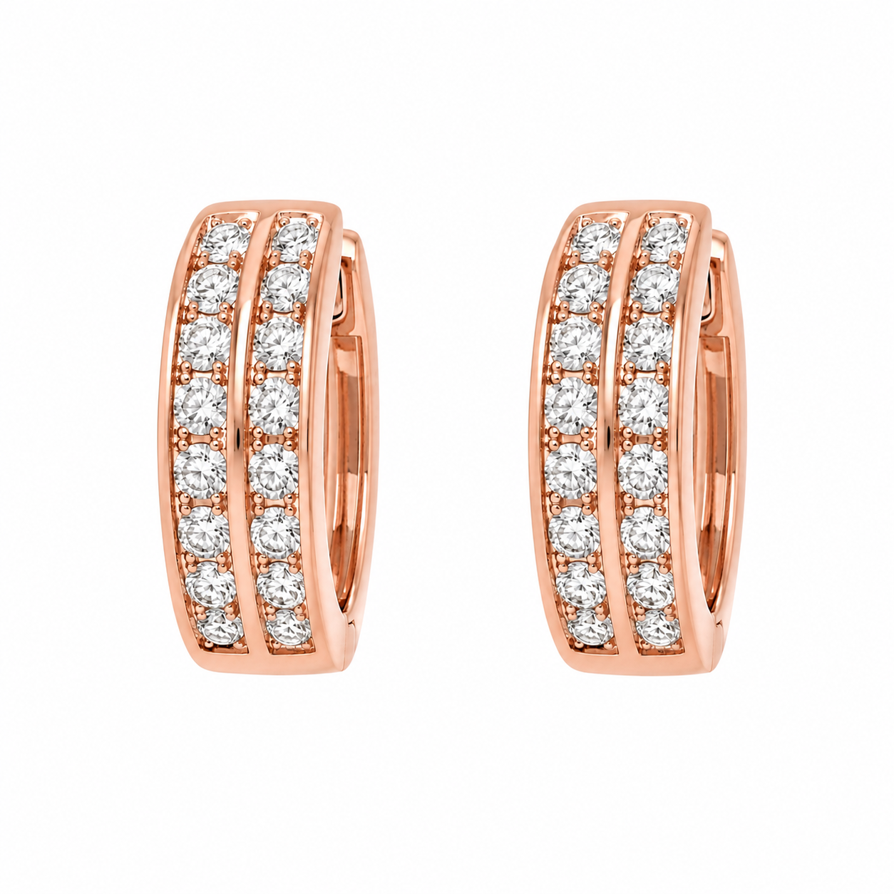 14K Rose Gold Hoop Earrings 0.40 ct Natural Diamond