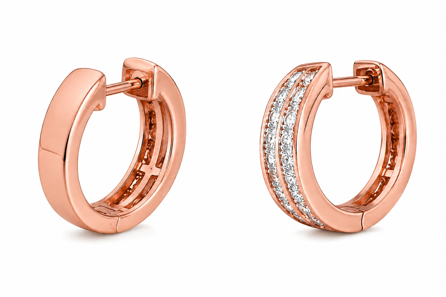 14K Rose Gold Hoop Earrings 0.40 ct Natural Diamond