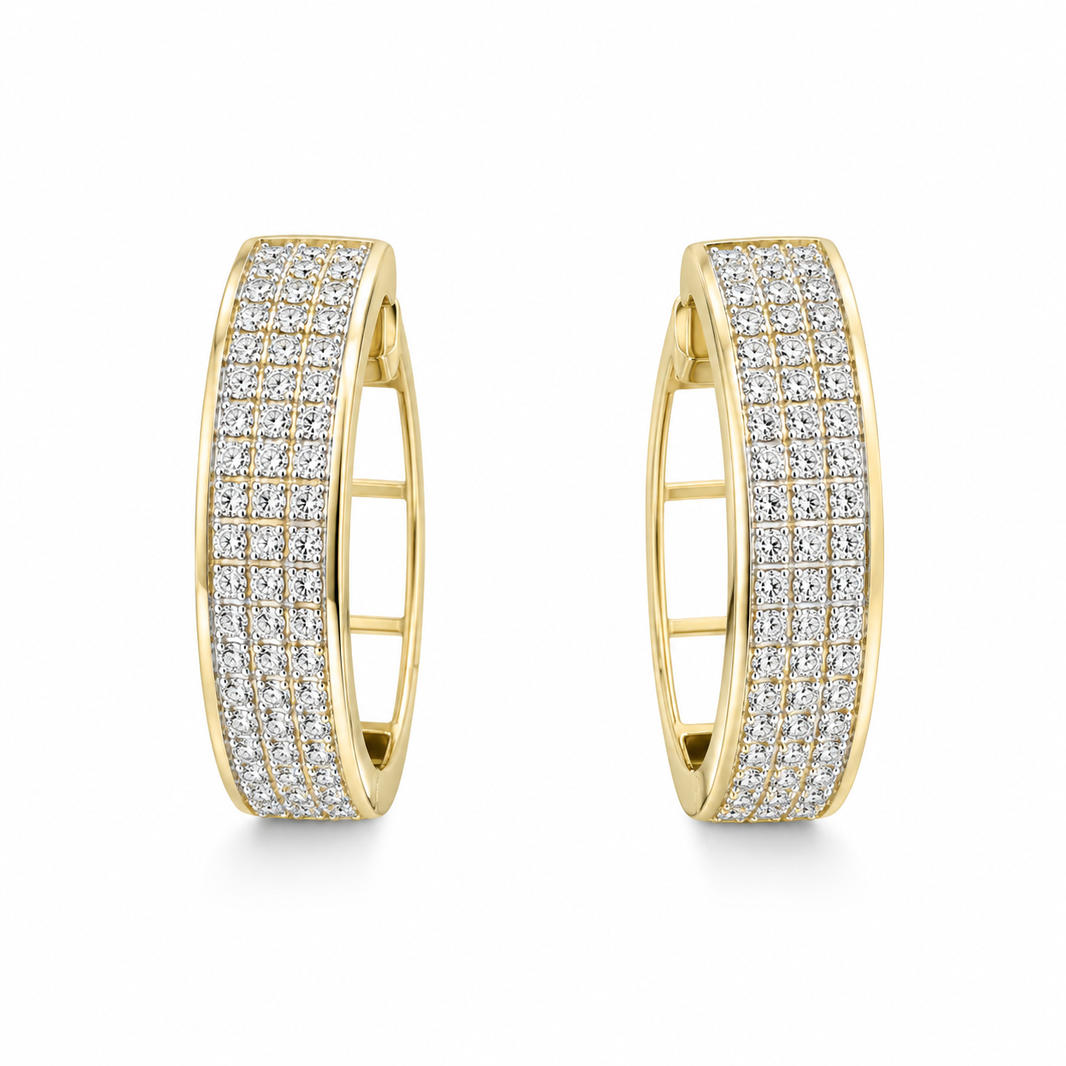 10K Yellow Gold Hoop Earrings 0.47 ct Natural Diamond
