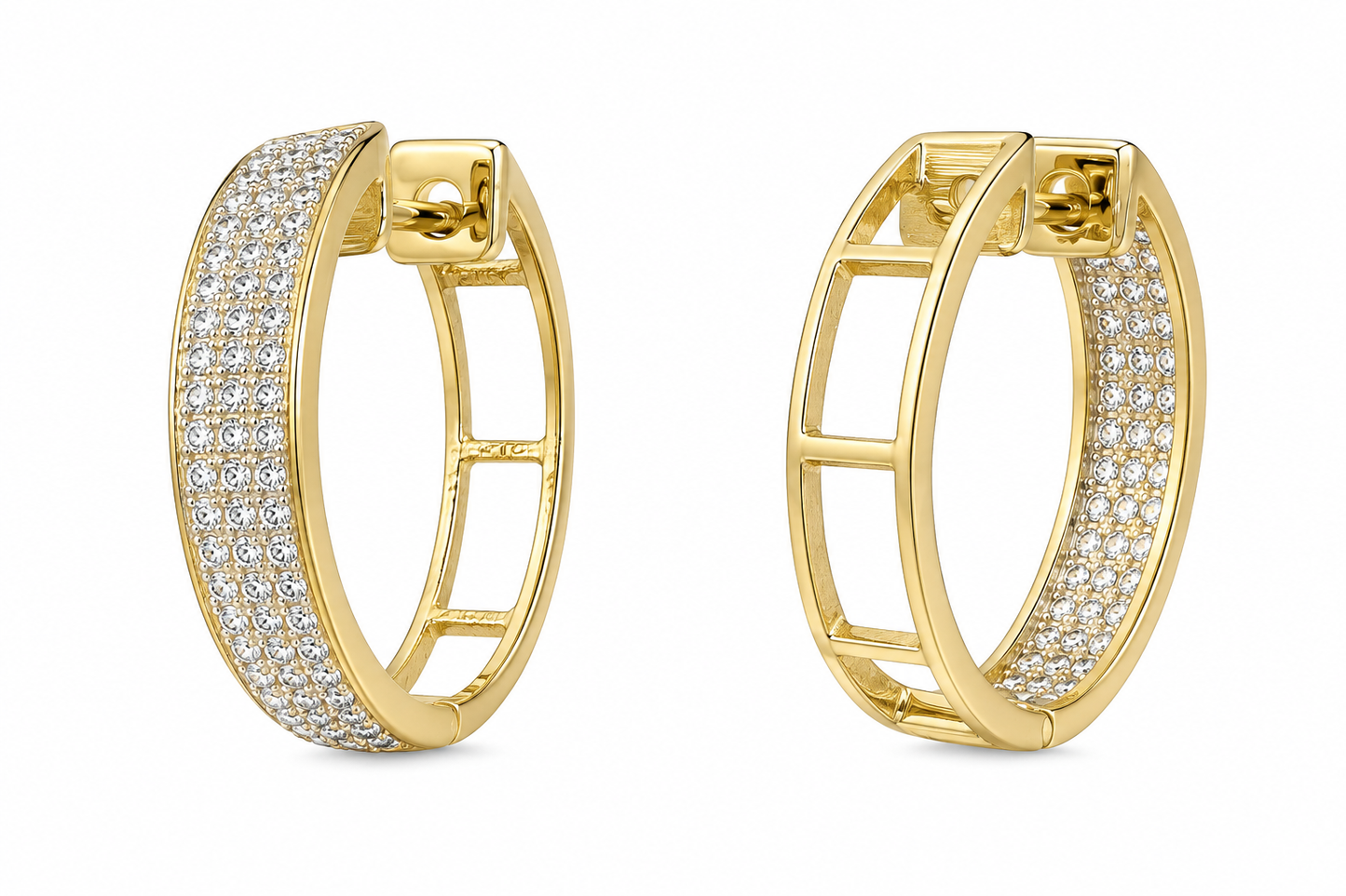 10K Yellow Gold Hoop Earrings 0.47 ct Natural Diamond