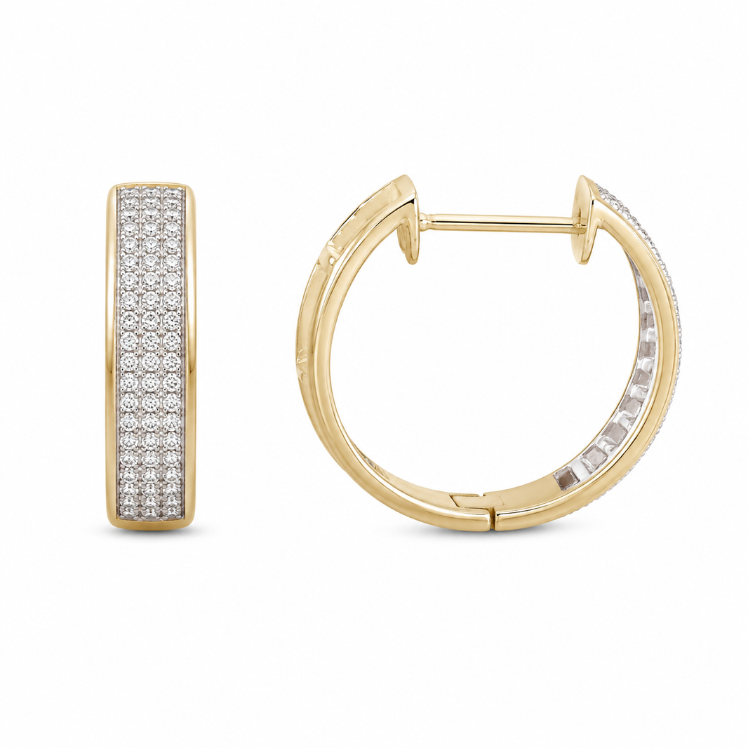 10K Yellow Gold Hoop Earrings 0.47 ct Natural Diamond