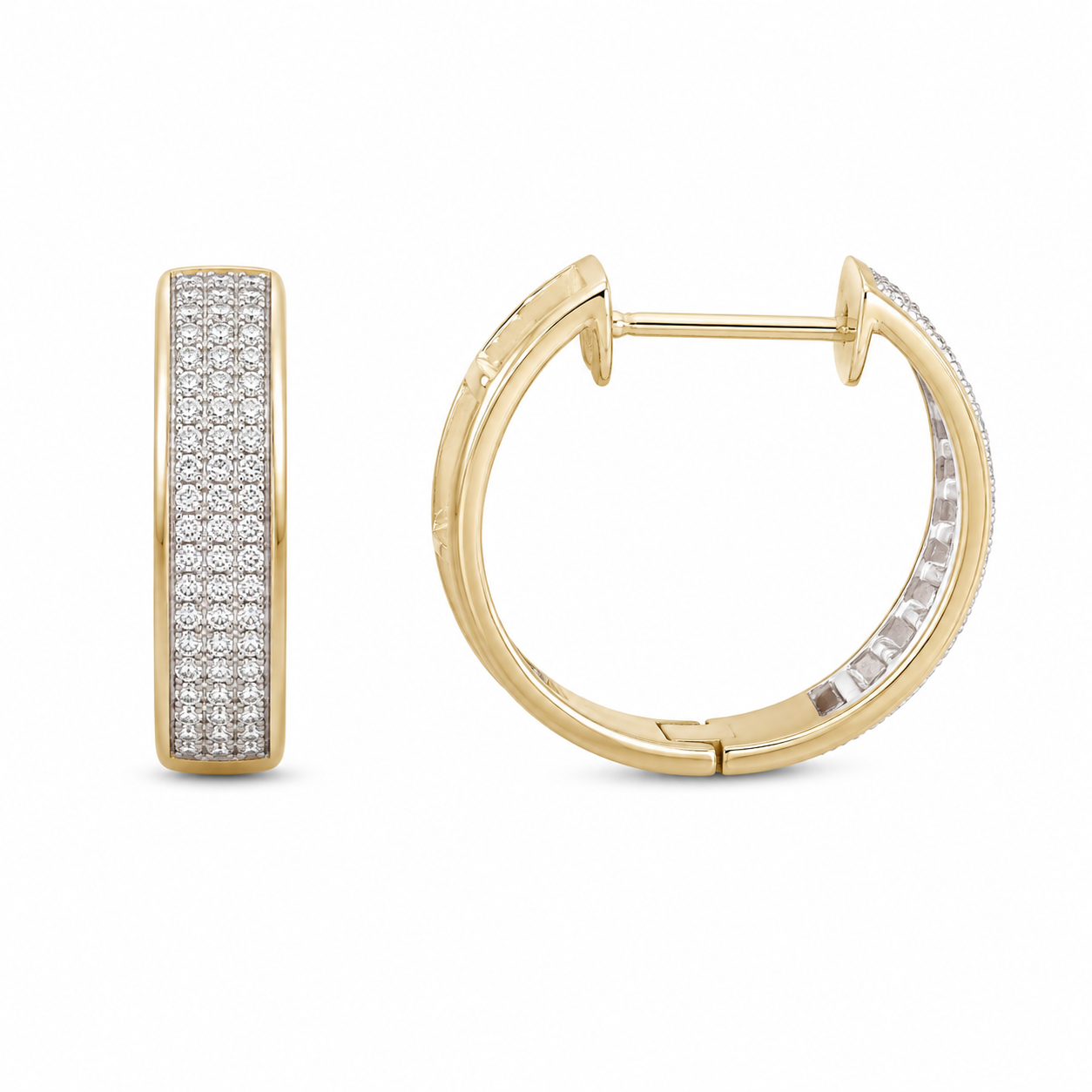 10K Yellow Gold Hoop Earrings 0.47 ct Natural Diamond