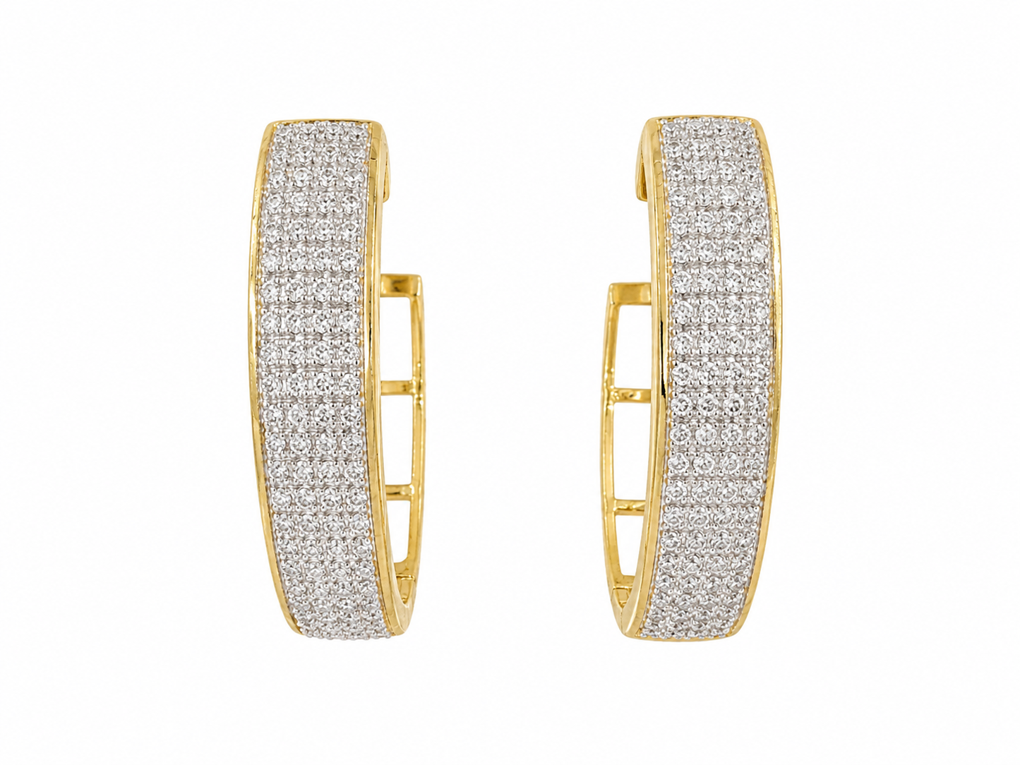 10K Yellow Gold Hoop Earrings 0.64 ct Natural Diamond