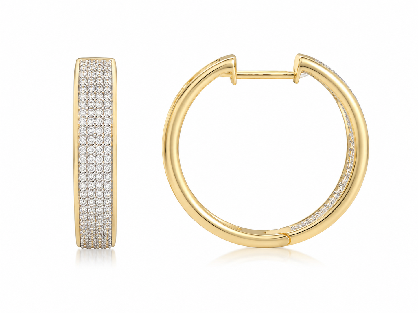 10K Yellow Gold Hoop Earrings 0.64 ct Natural Diamond