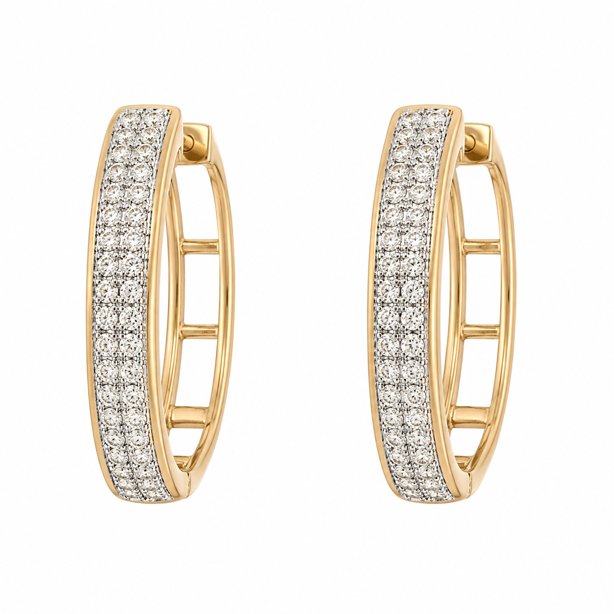 10K Yellow Gold Hoop Earrings 0.43 ct Natural Diamond
