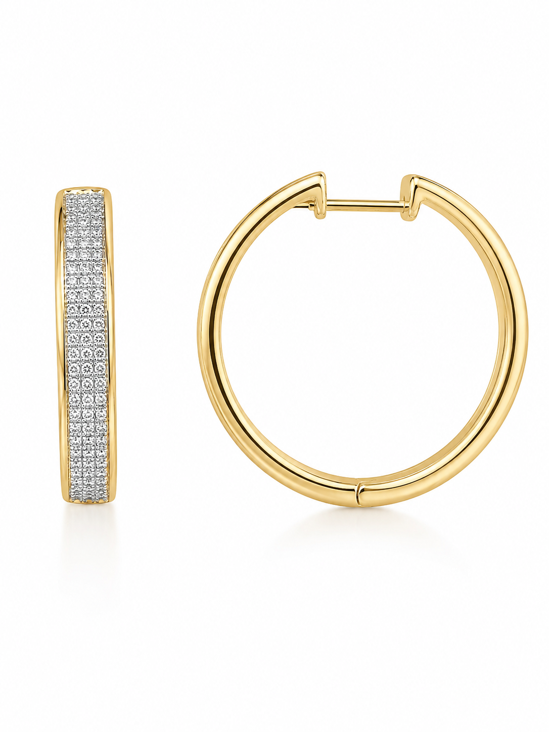 10K Yellow Gold Hoop Earrings 0.43 ct Natural Diamond