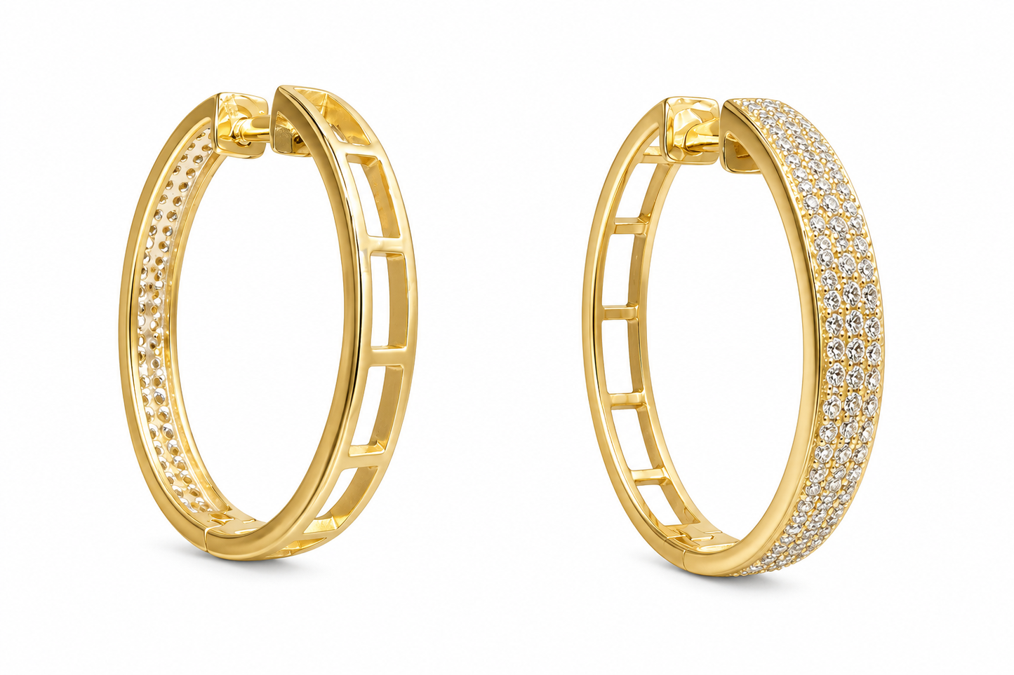10K Yellow Gold Hoop Earrings 0.43 ct Natural Diamond