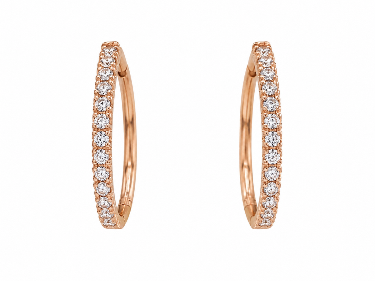 14K Rose Gold Hoop Earrings 0.26 ct Natural Diamond