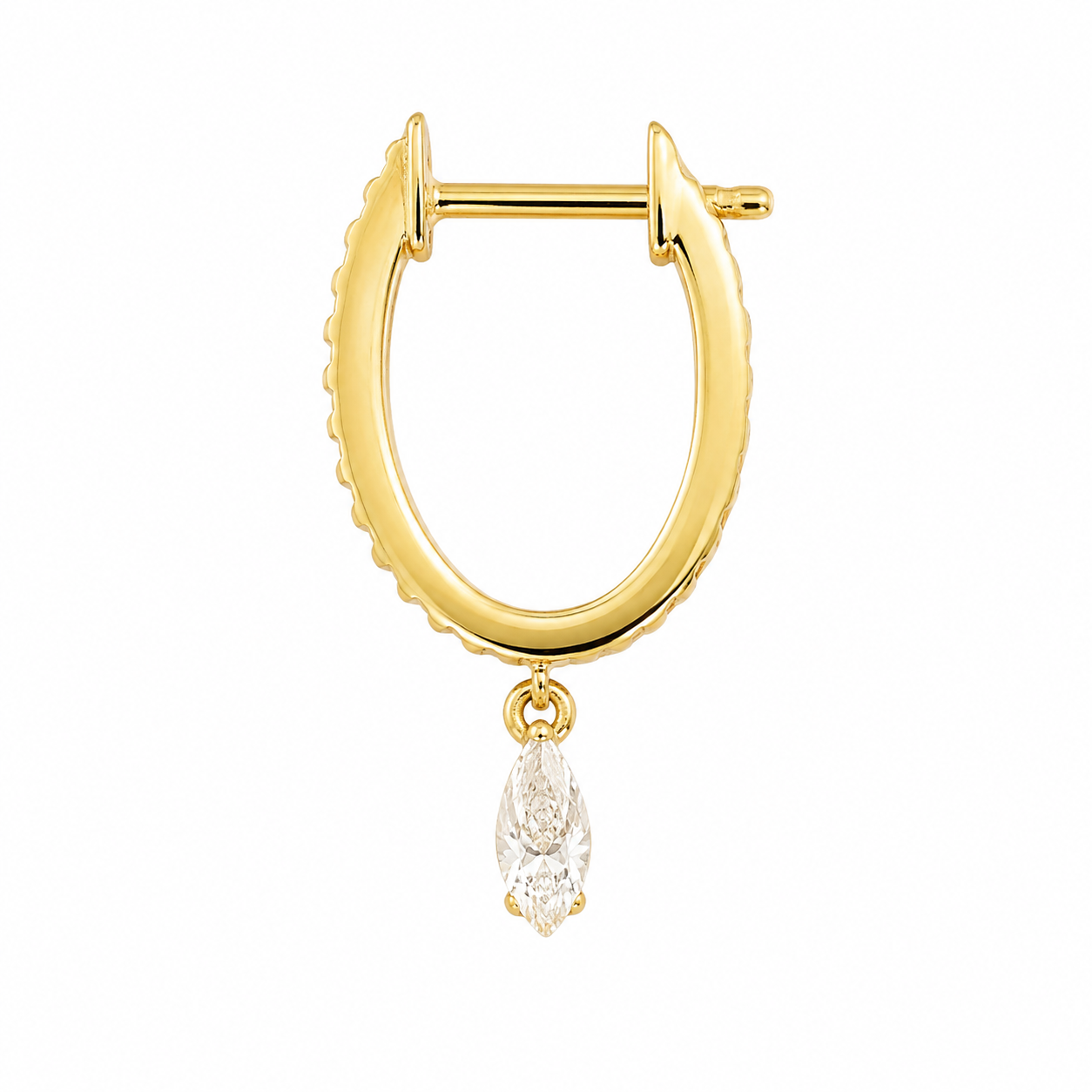 14K Yellow Gold Hoop Earrings Dangle Pear 0.33 ct Natural Diamond