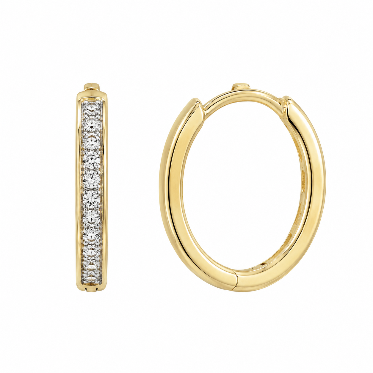 10K Yellow Gold Hoop Earrings 0.21 ct Natural Diamond