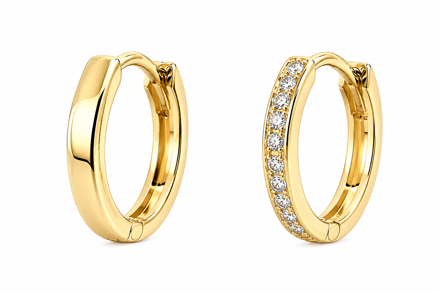 10K Yellow Gold Hoop Earrings 0.21 ct Natural Diamond