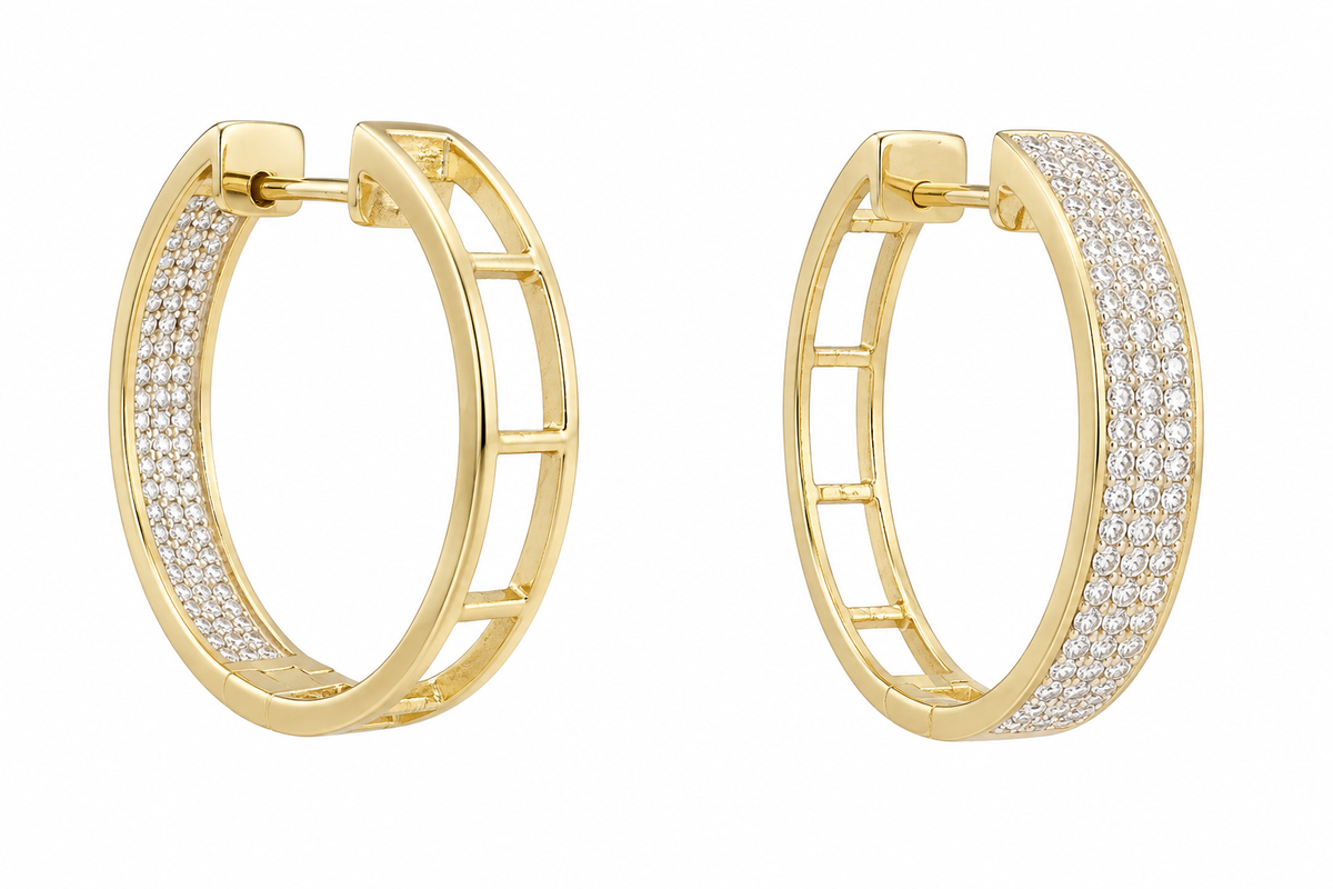 10K Yellow Gold Earrings 0.69 ct Natural Diamond