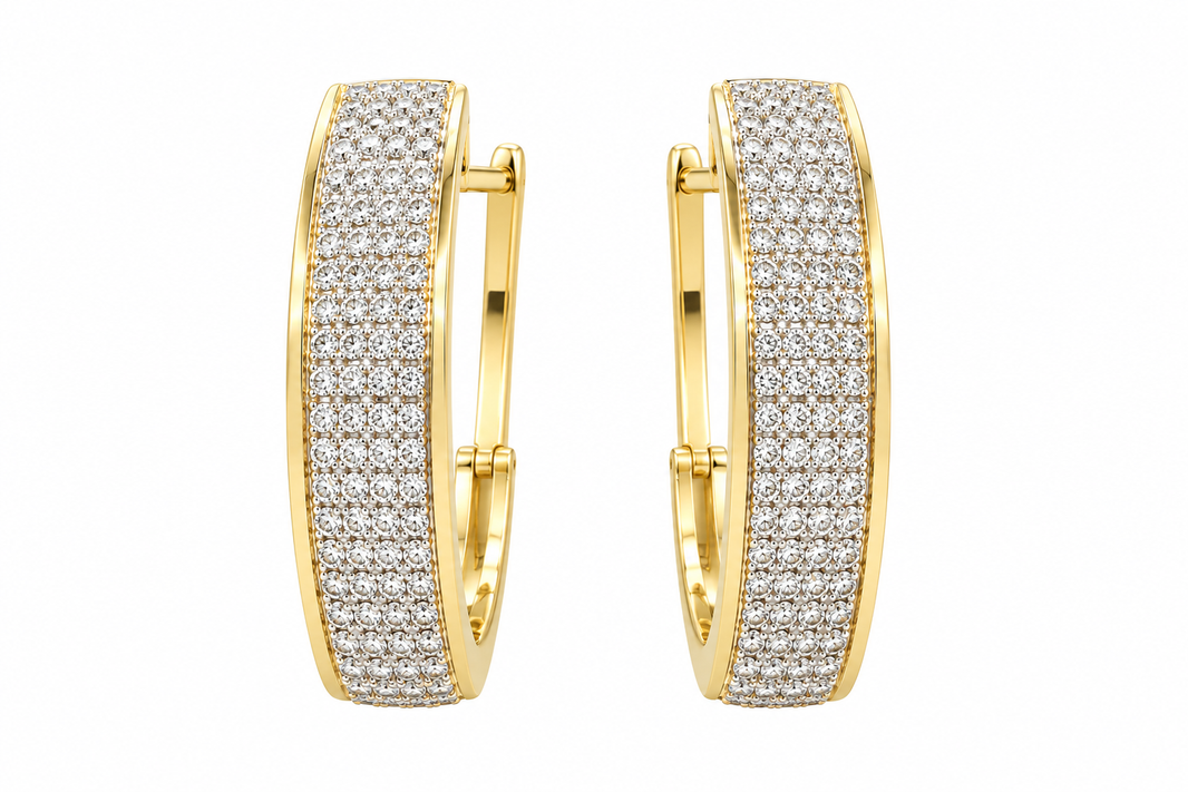 10K Yellow Gold Earrings 0.69 ct Natural Diamond