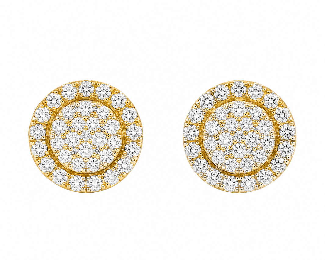 14K Yellow Gold Earrings 1.00 ct Natural Diamond