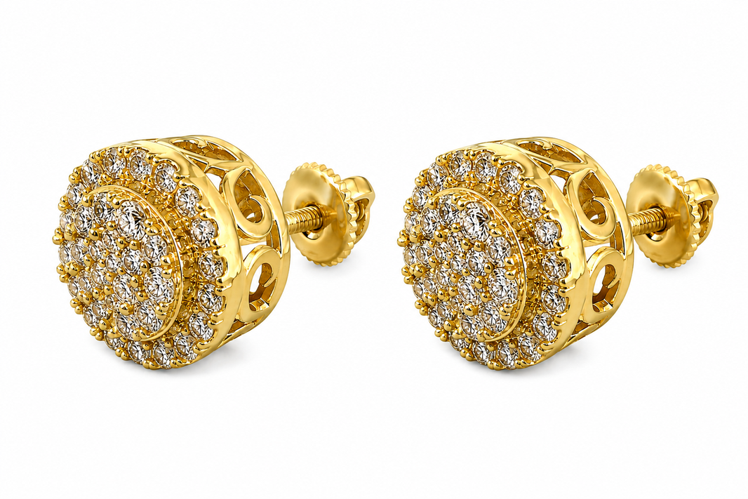 14K Yellow Gold Earrings 1.00 ct Natural Diamond