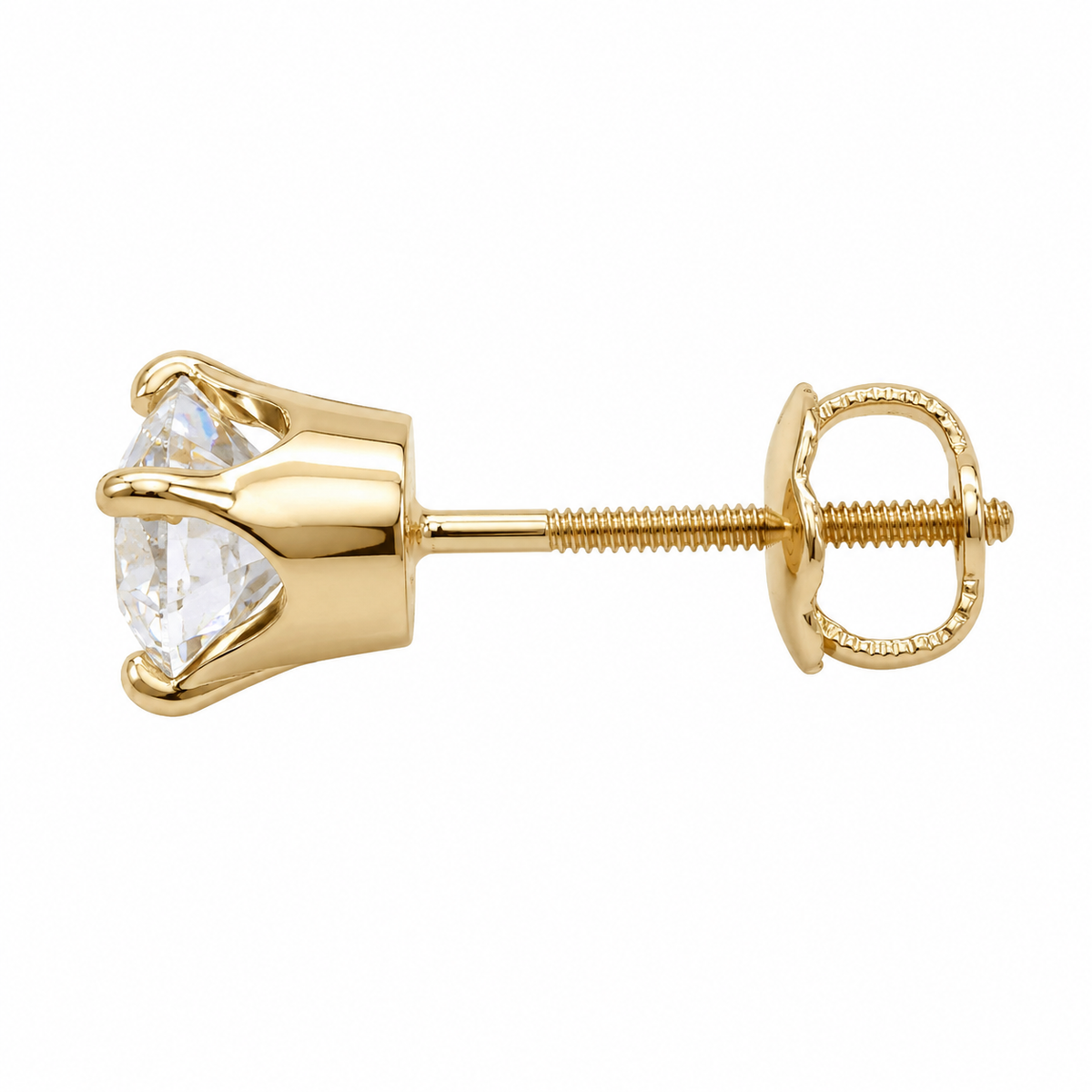 14K Yellow Gold Women's Earrings Solitaire Round 1.00 ct Natural Diamond