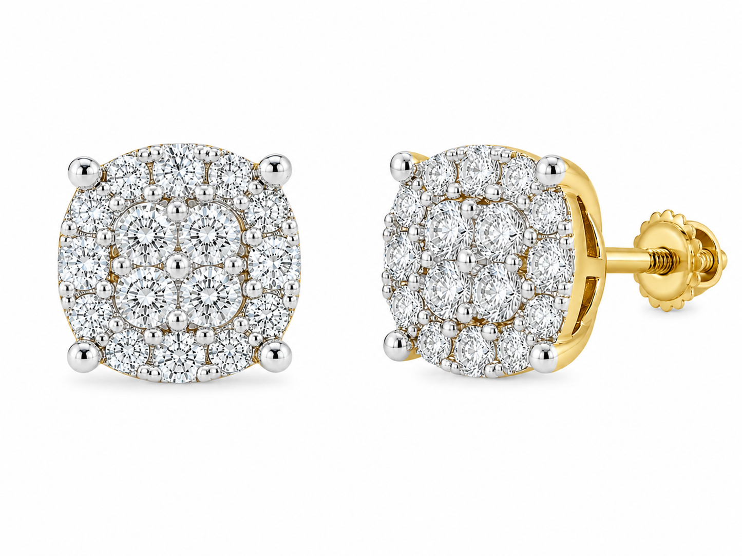 10K Yellow Gold Earrings 0.60 ct Natural Diamond