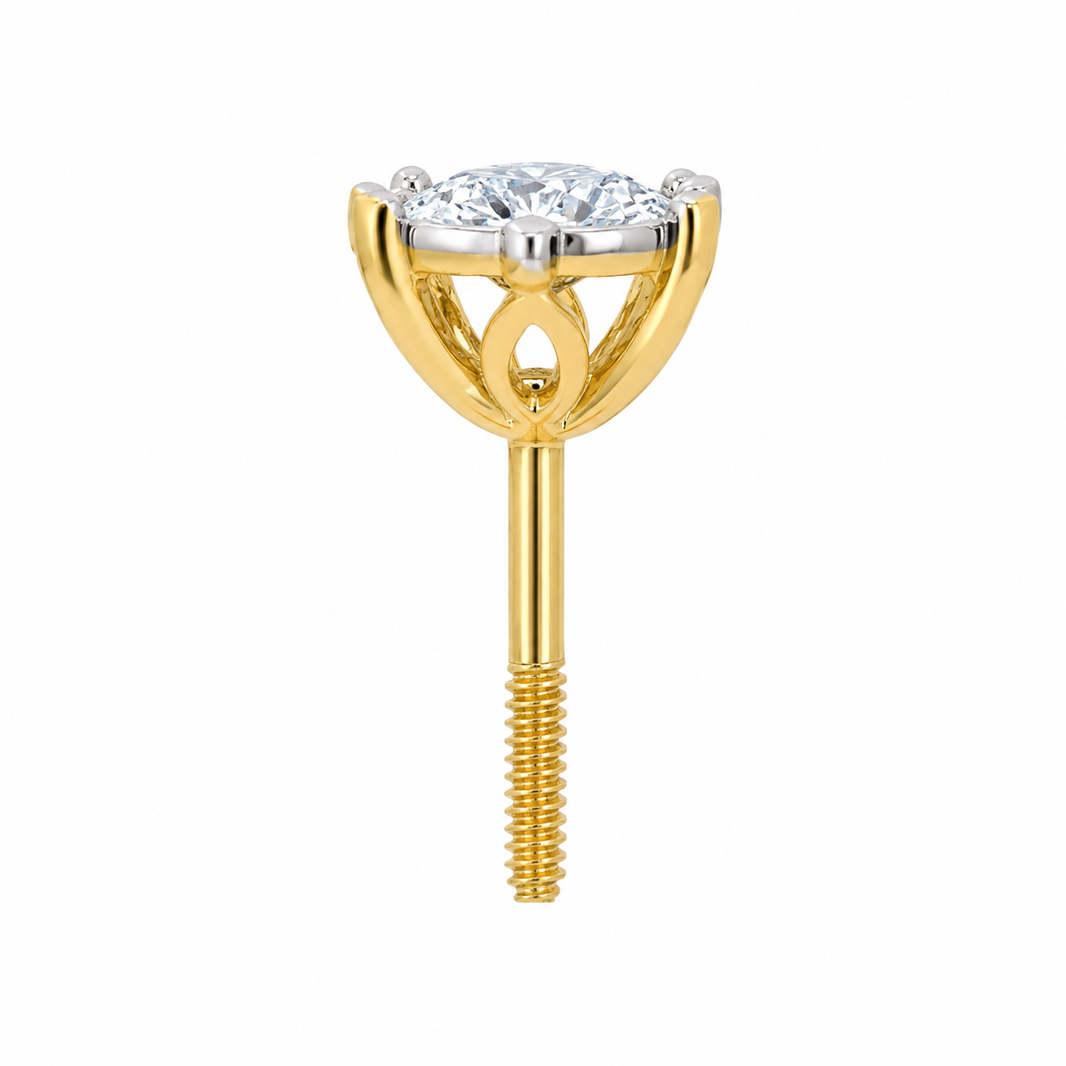 14K Yellow Gold Earrings 0.59 ct Natural Diamond