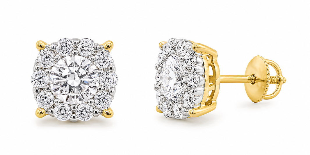 14K Yellow Gold Earrings 0.59 ct Natural Diamond