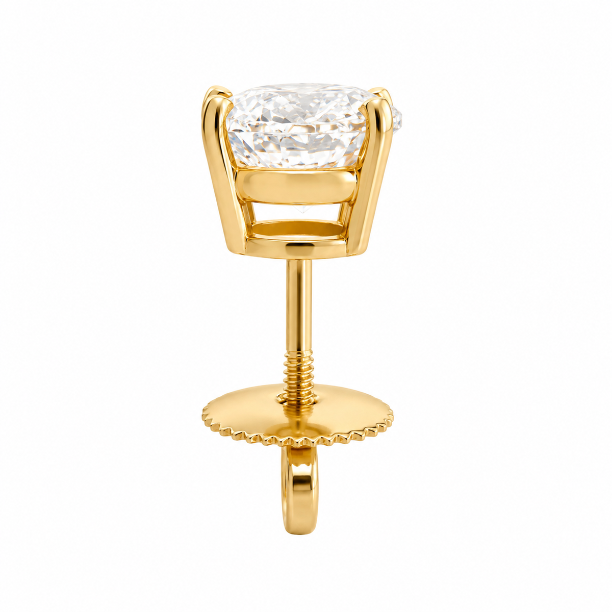 14K Yellow Gold Earrings Solitaire Round 2.00 ct Natural Diamond