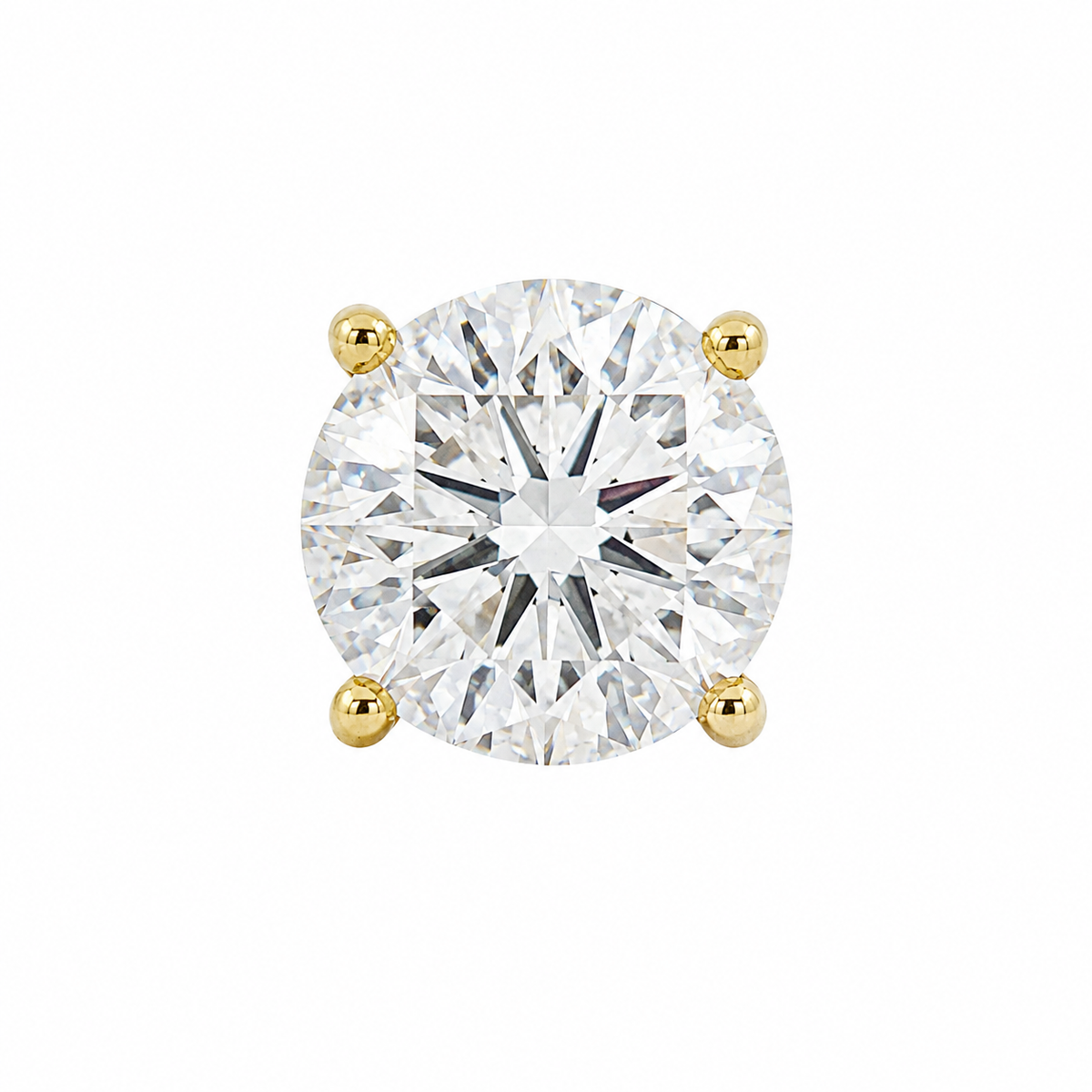 14K Yellow Gold Earrings Solitaire Round 2.00 ct Natural Diamond
