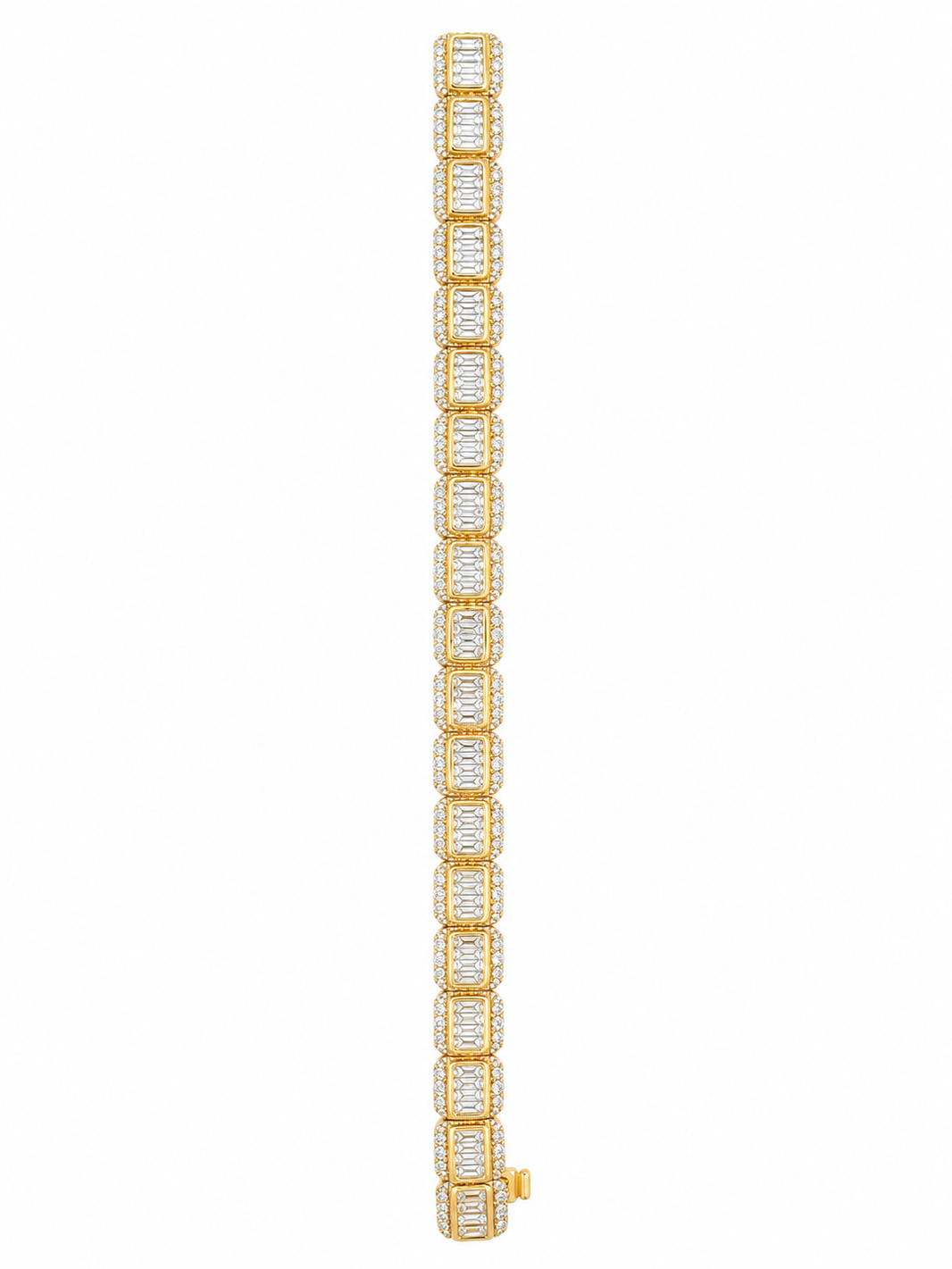 14K Yellow Gold Diamond Tennis Bracelet Baguette 2.85 ct Natural Diamond 7”