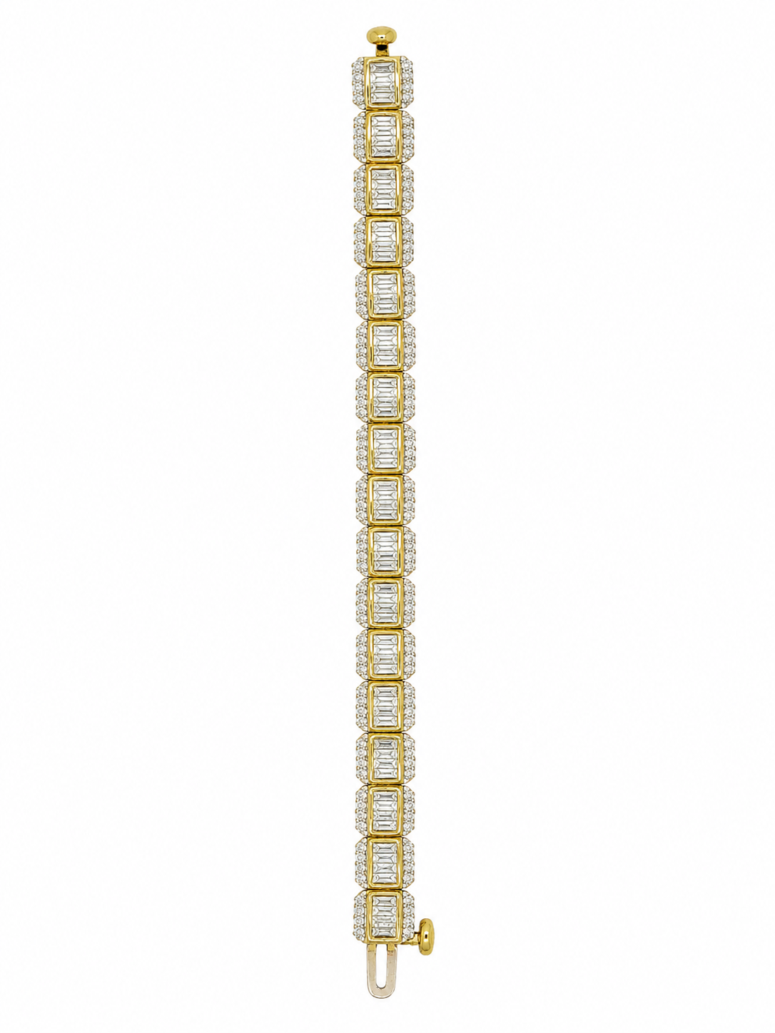 14K Yellow Gold Diamond Tennis Bracelet Baguette 2.85 ct Natural Diamond 7”