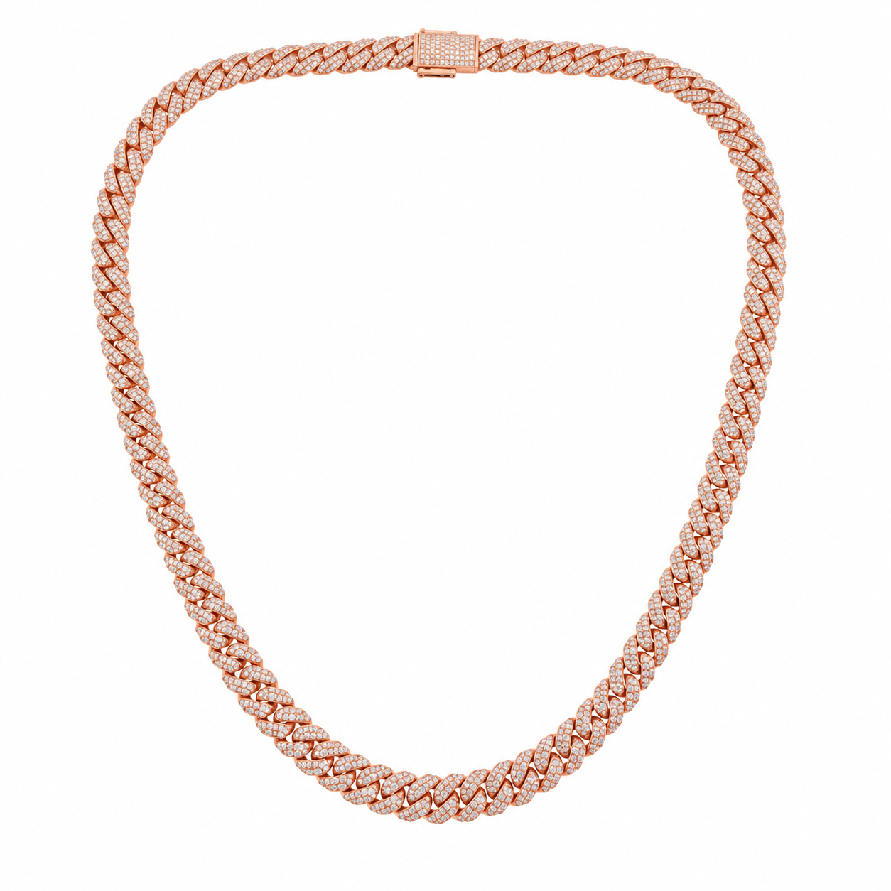 10K Rose Gold Diamond Cuban Chain 2.15 ct Natural Diamond 16”