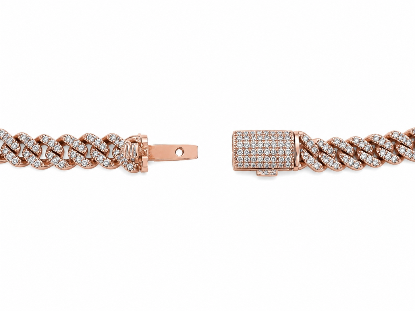 10K Rose Gold Diamond Cuban Chain 2.15 ct Natural Diamond 16”