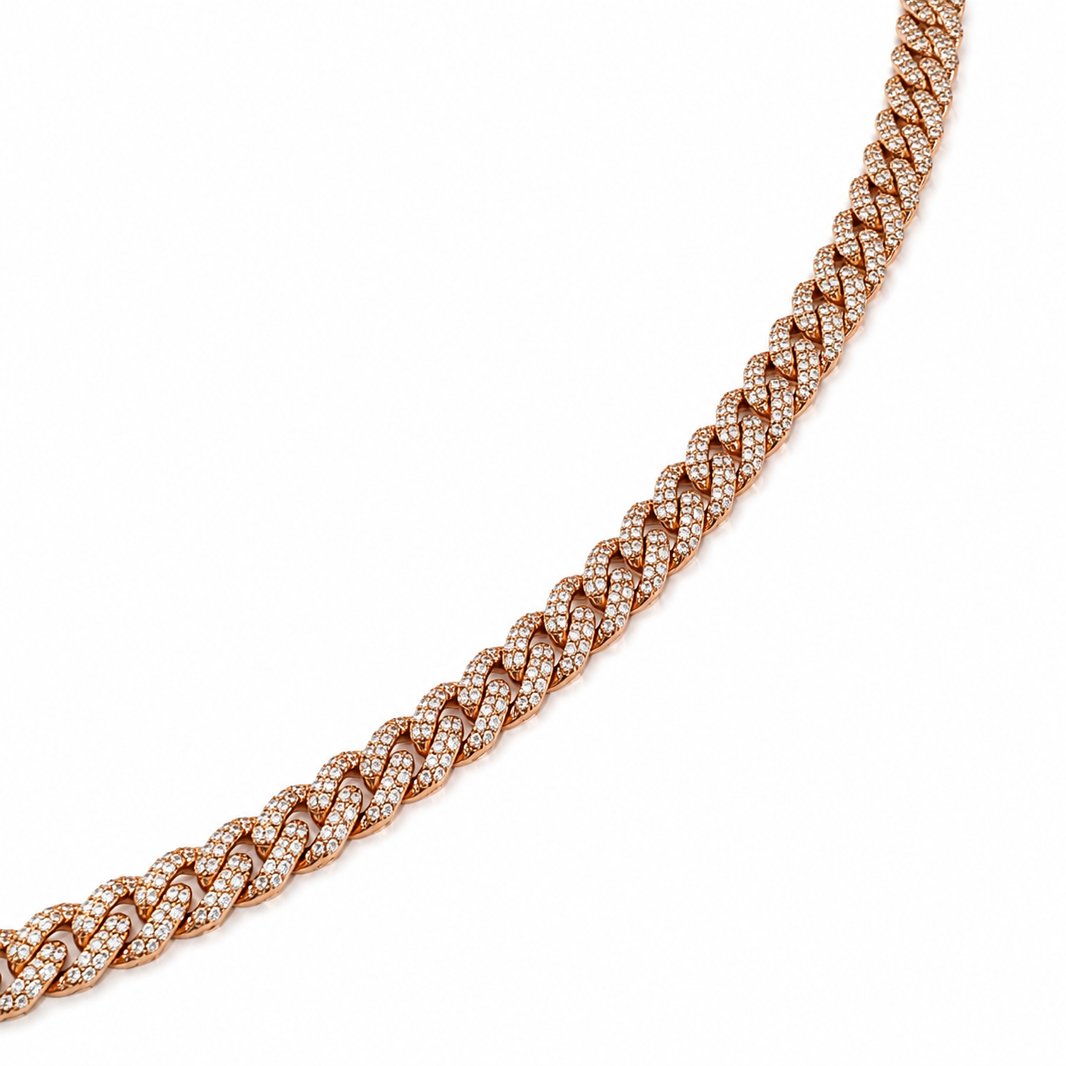 10K Rose Gold Diamond Cuban Chain 2.15 ct Natural Diamond 16”