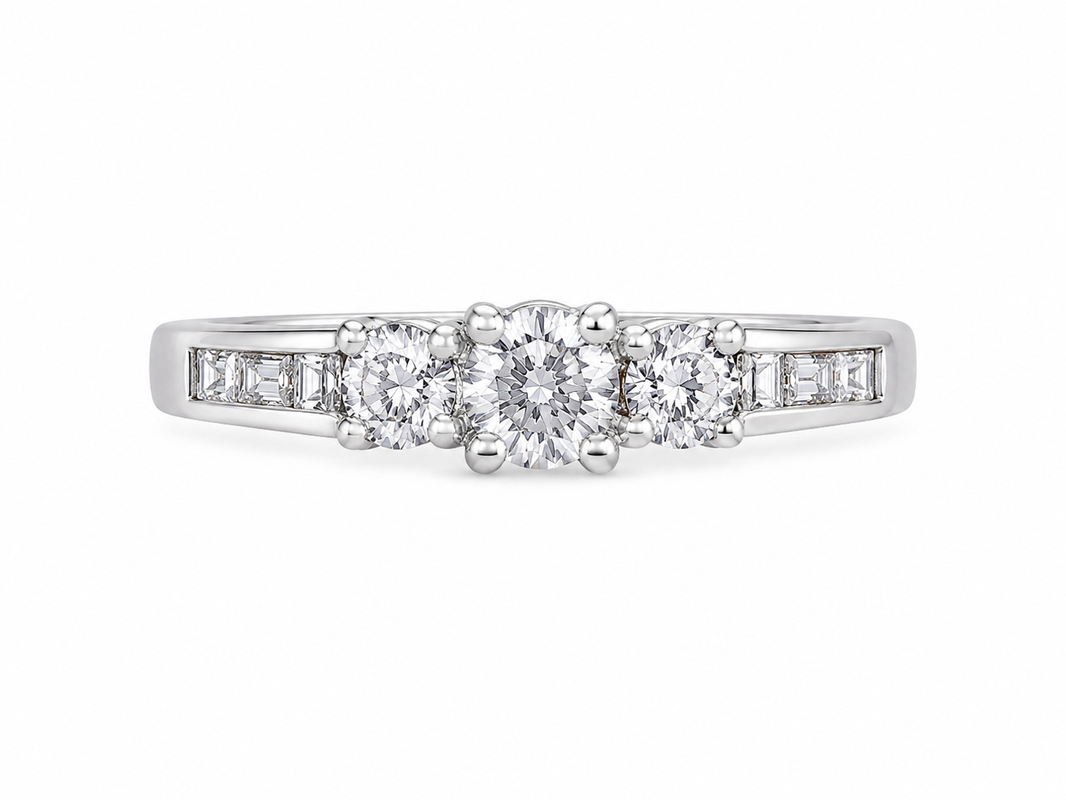 14K White Gold Women's Ring 0.45 ct Natural Diamond