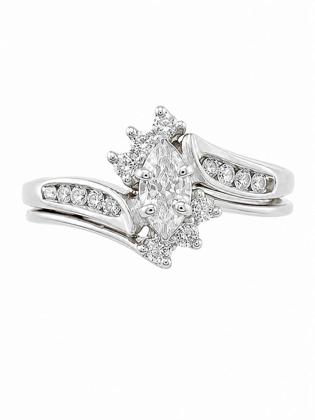 14K White Gold Women's Wedding Set 0.25 ct Natural Diamond