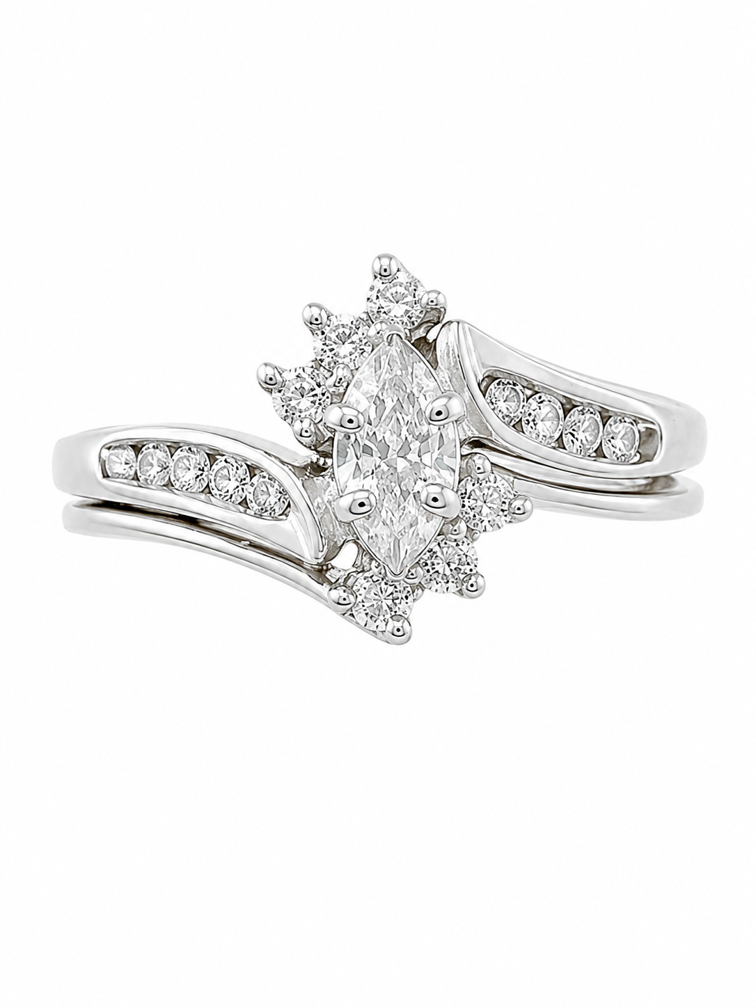 14K White Gold Women's Wedding Set 0.25 ct Natural Diamond