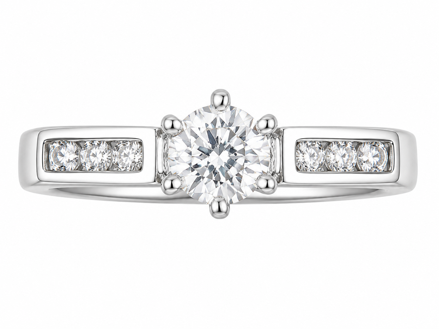 14K White Gold Women's Ring Round 0.41 ct Round Natural Diamond