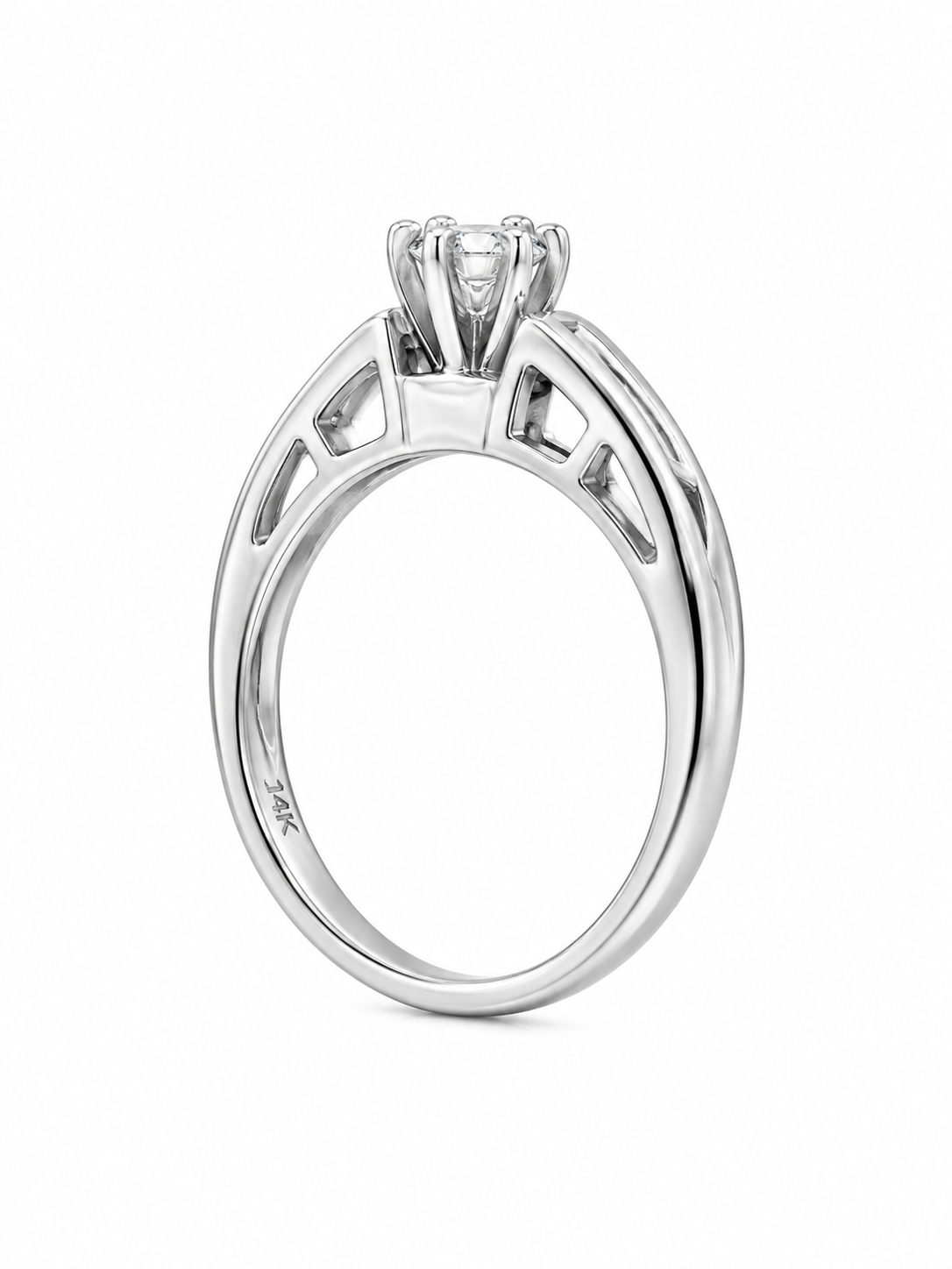 14K White Gold Women's Ring Round 0.41 ct Round Natural Diamond