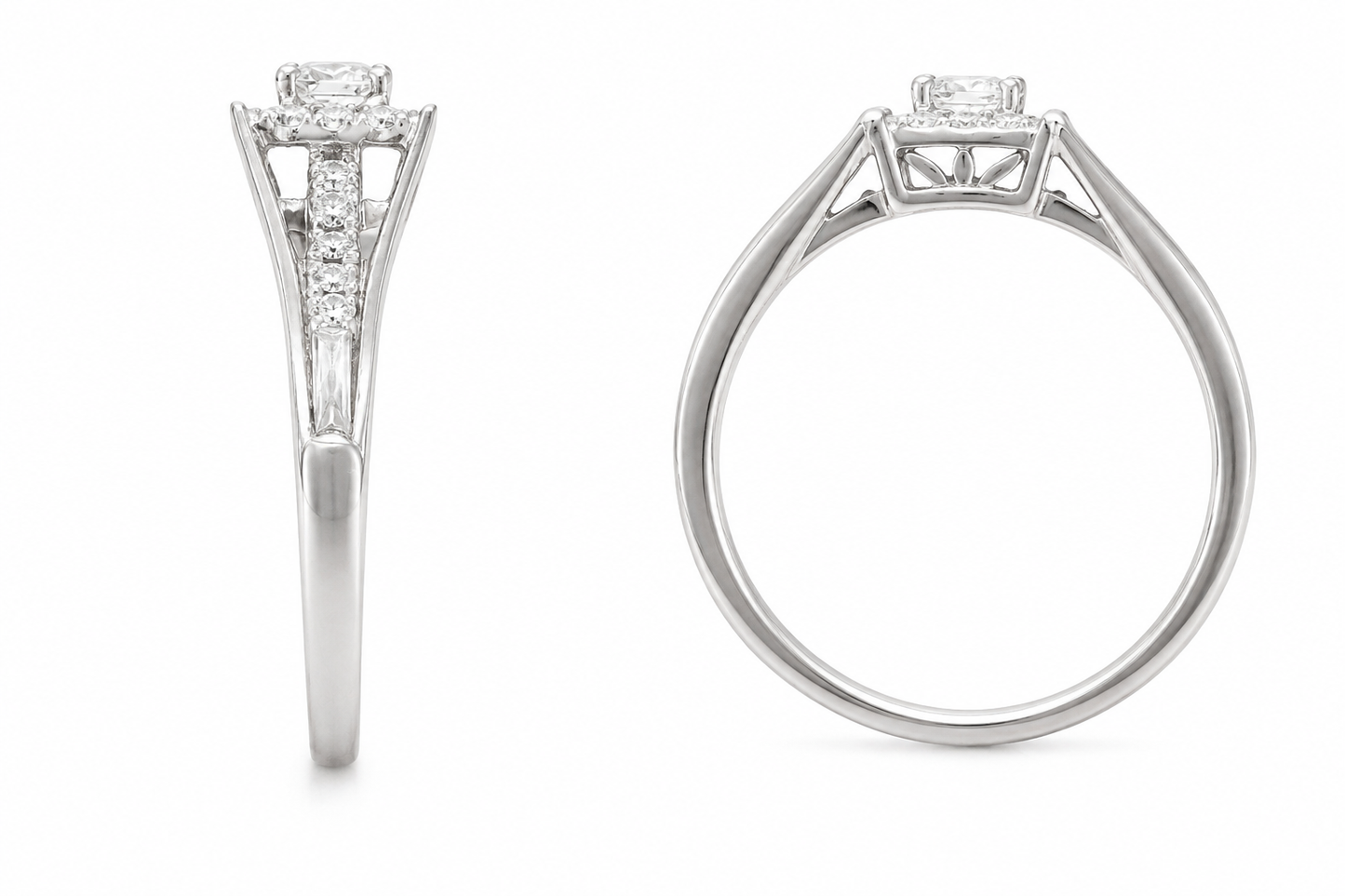 10K White Gold Women's Wedding Set Princess 0.25 ct Natural Diamond