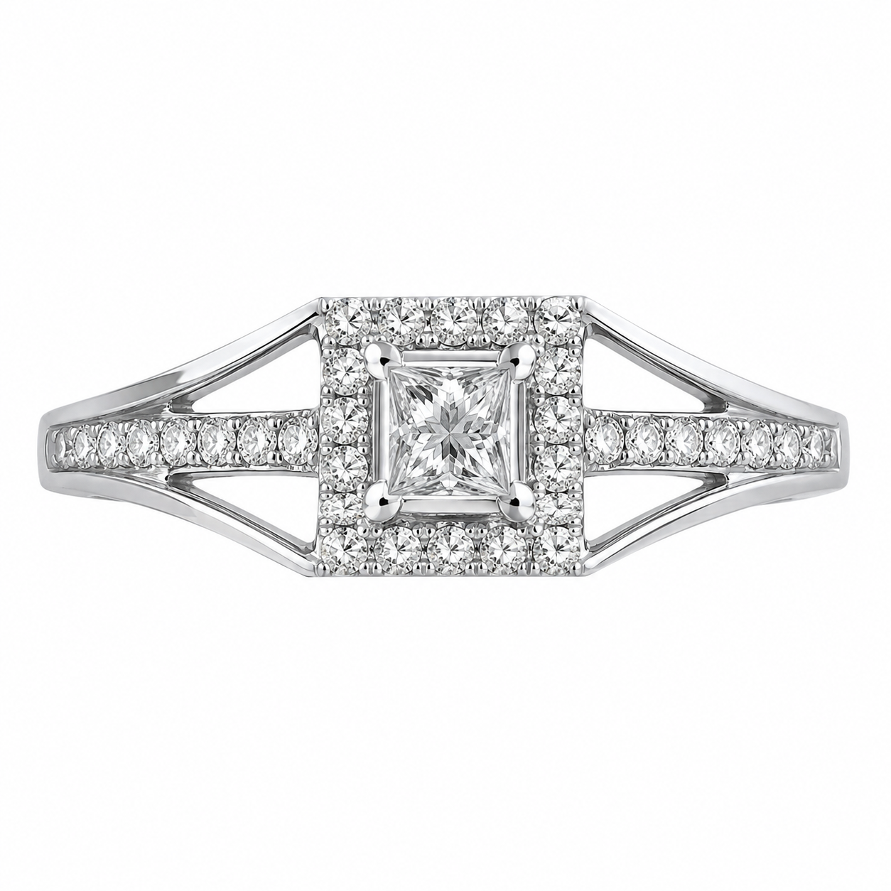 10K White Gold Women's Wedding Set Princess 0.25 ct Natural Diamond