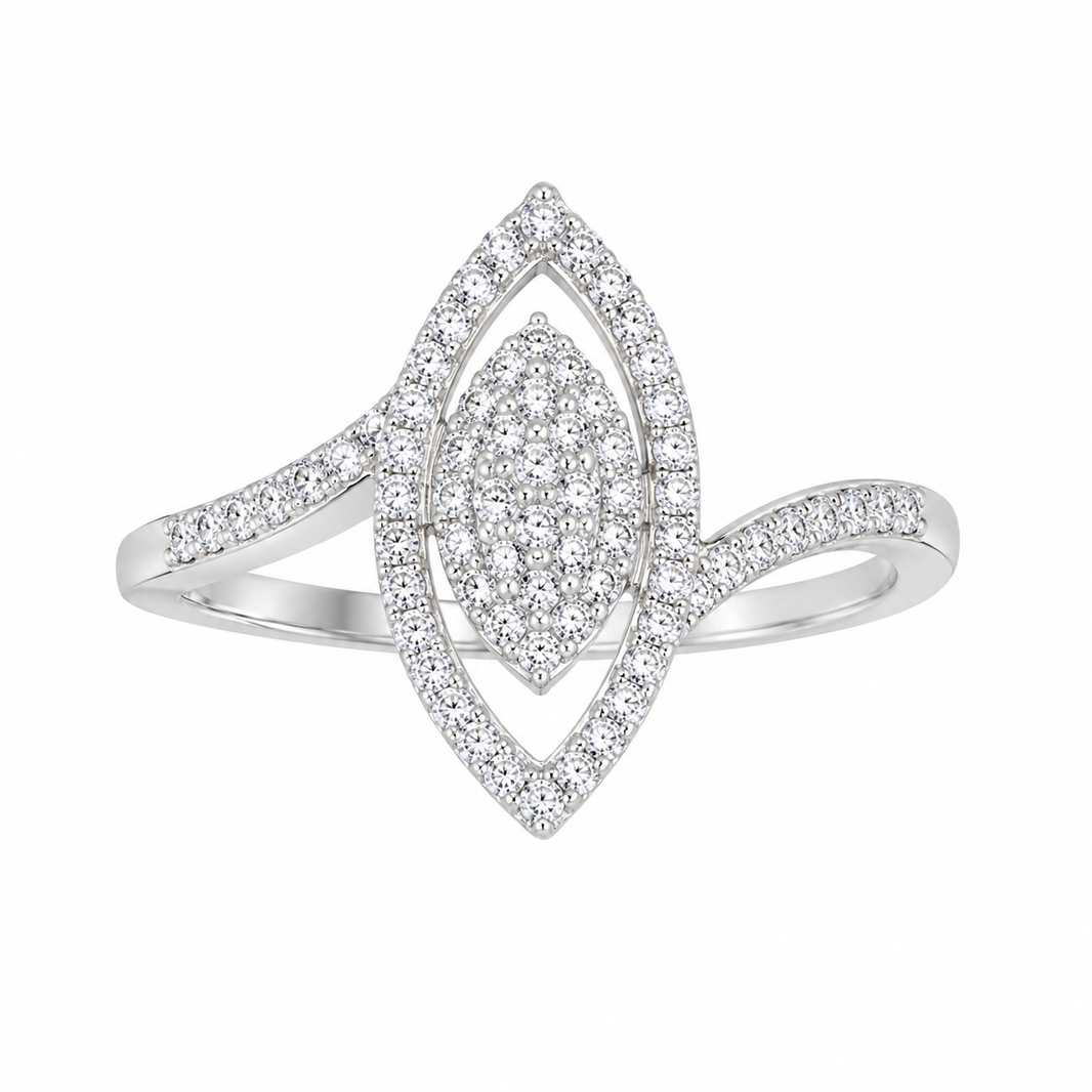 10K White Gold Women's Ring Marquise 0.46 ct Natural Diamond