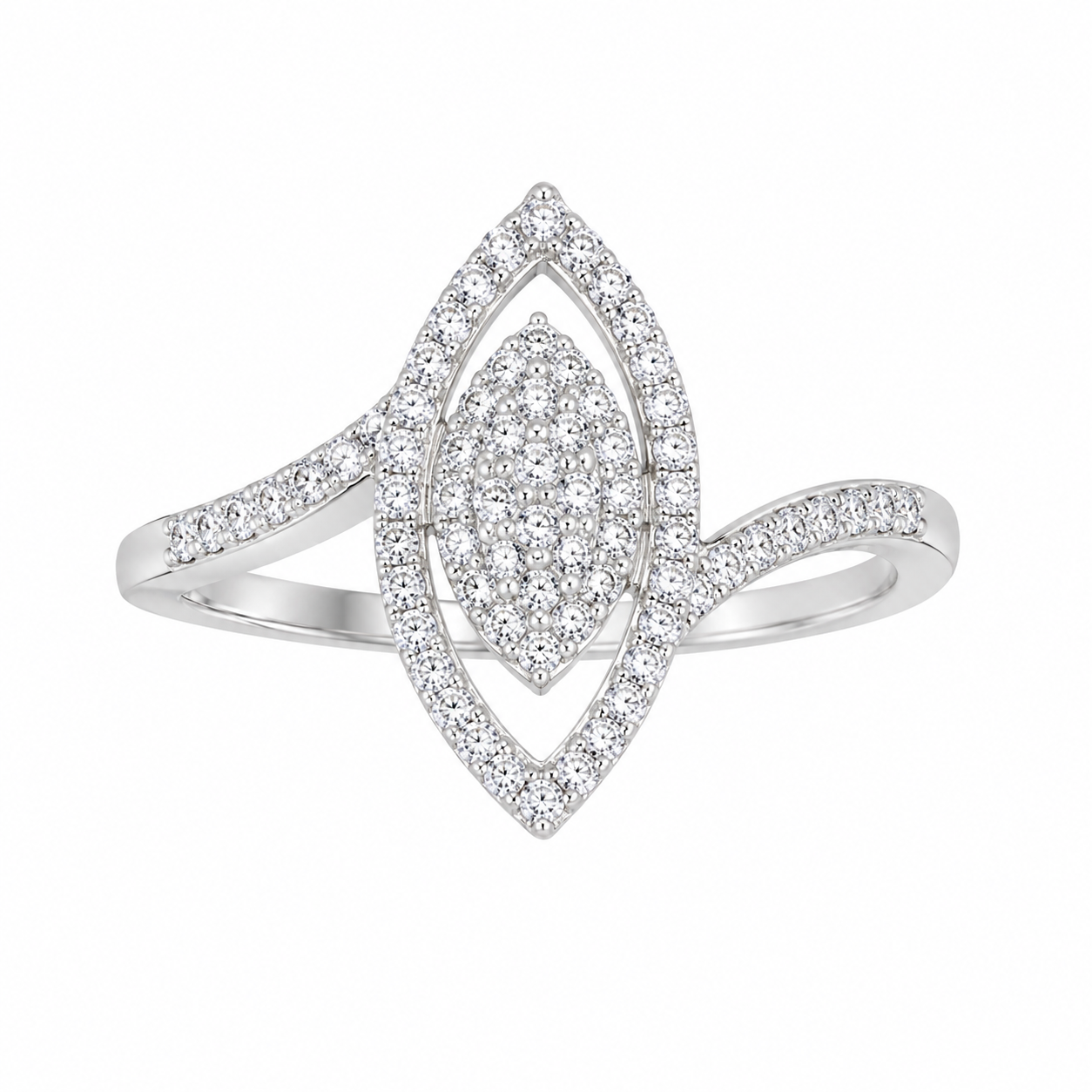 10K White Gold Women's Ring Marquise 0.46 ct Natural Diamond