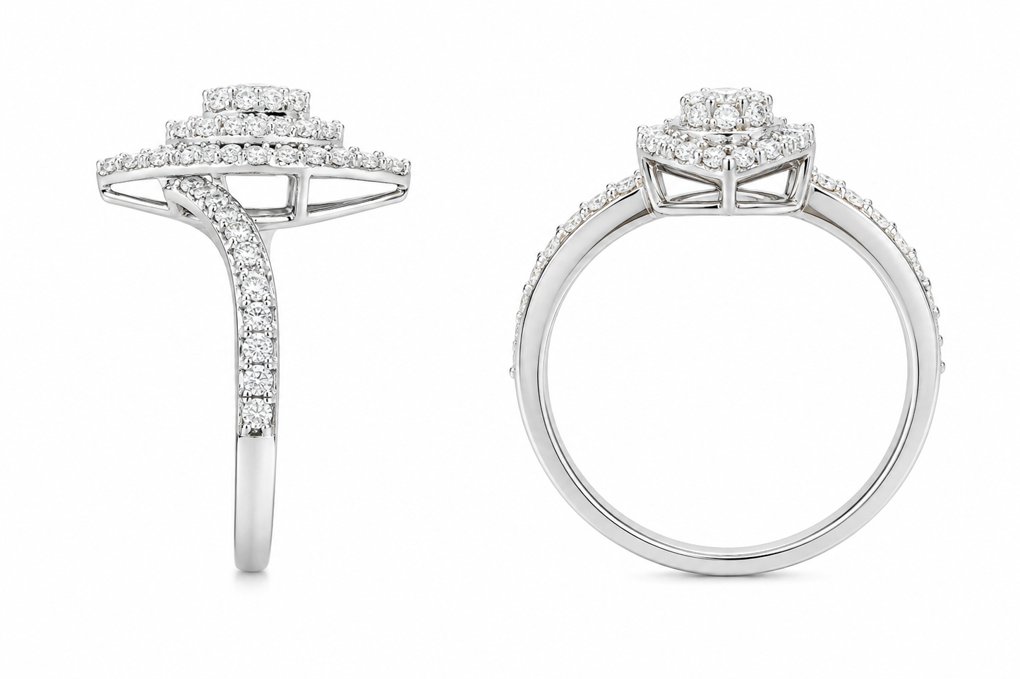 10K White Gold Women's Ring Marquise 0.46 ct Natural Diamond