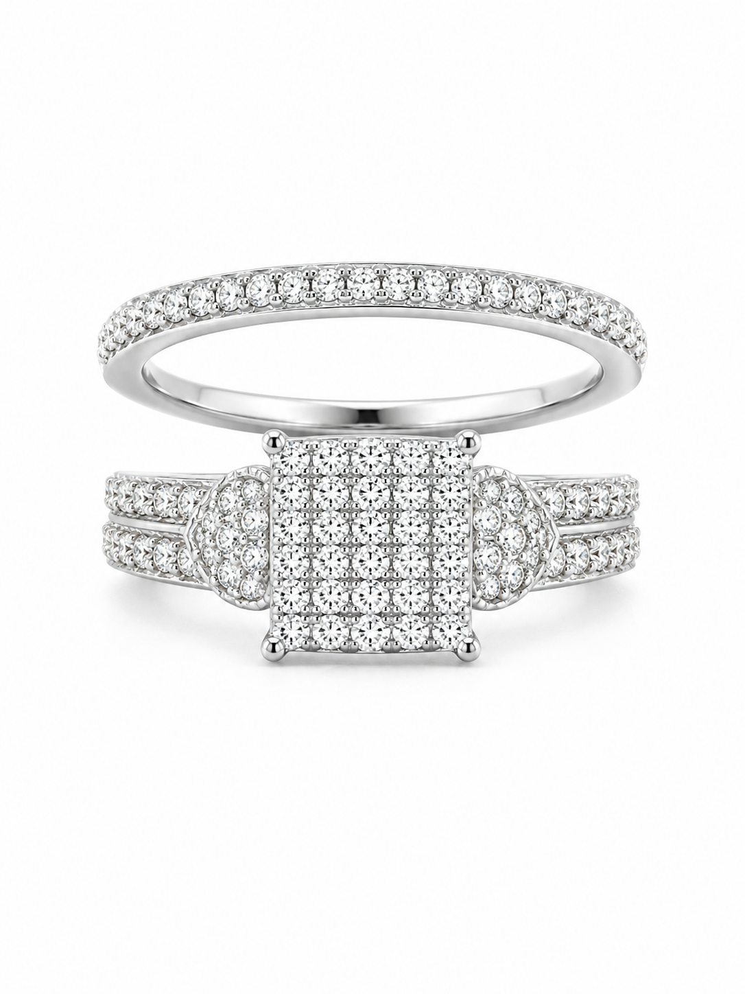 10K White Gold Women's Wedding Set 0.30 ct Natural Diamond