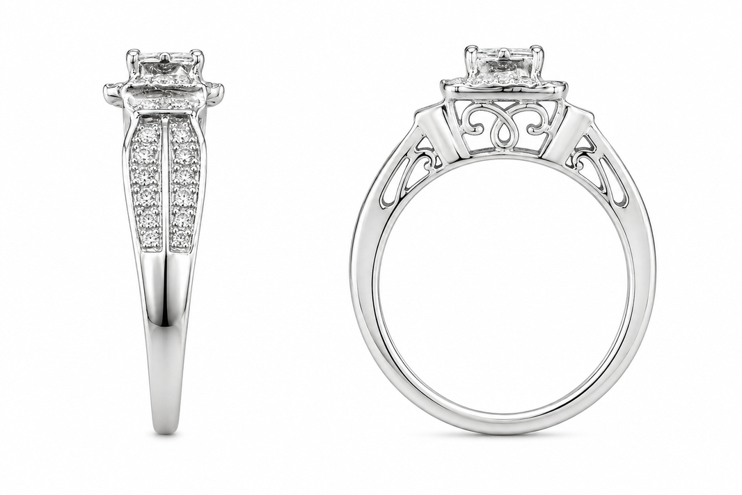 14K White Gold Women's Wedding Ring 0.75 ct Natural Diamond